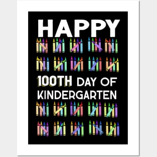 Crayons Happy 100 Days Of Kindergarten For Teacher Student Posters and Art